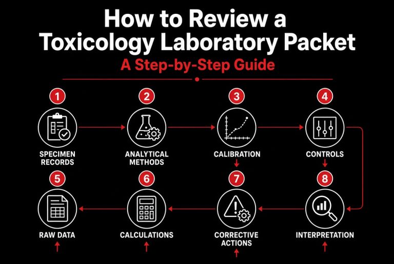 Reviewing a forensic toxicology laboratory packet