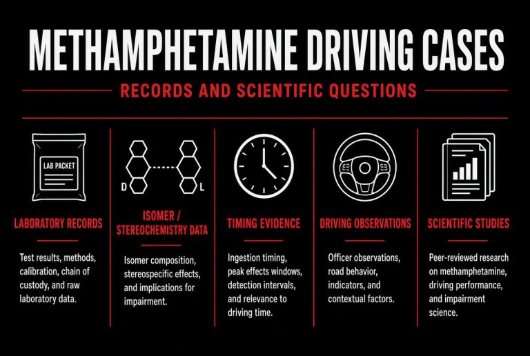 Methamphetamine driving cases and scientific evidence review