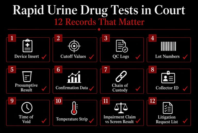 Rapid urine drug tests and records relevant to litigation