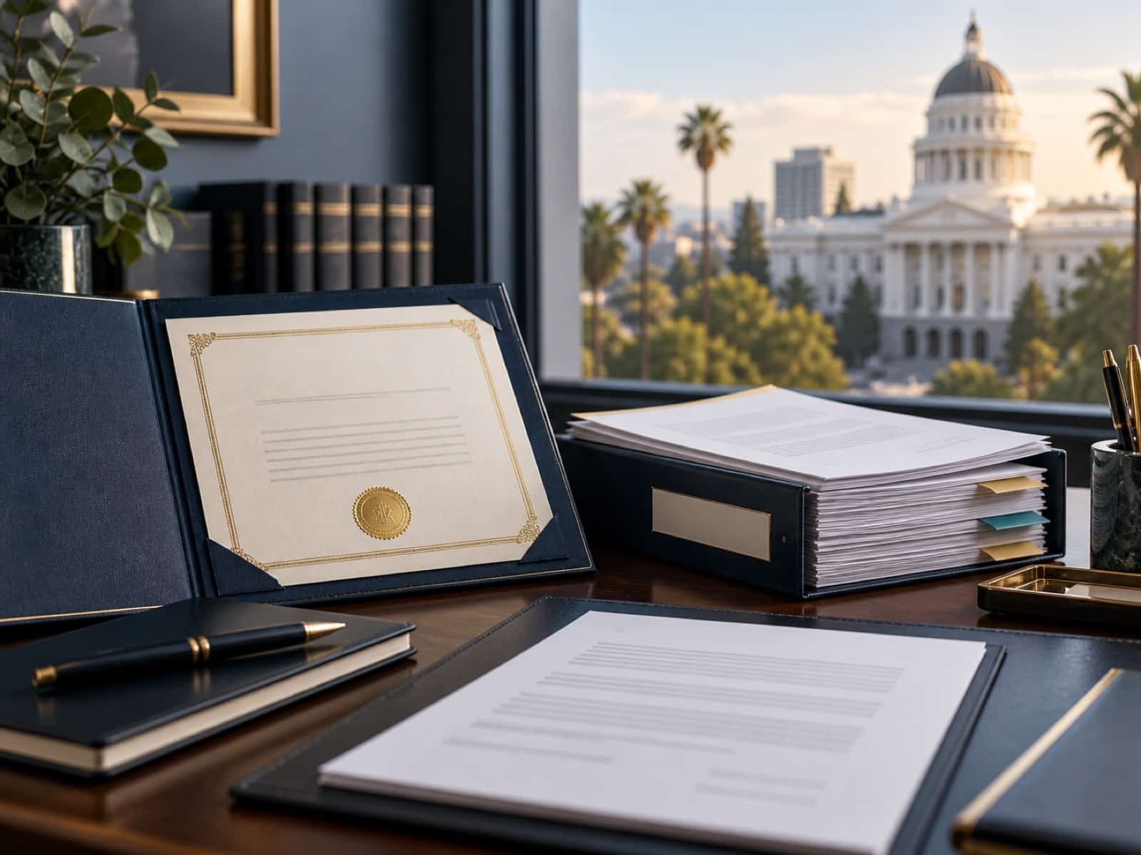 Professional license certificate and administrative hearing files prepared for California license defense