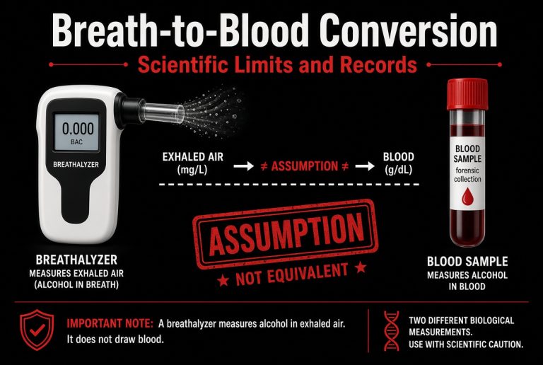 Breath-to-blood alcohol conversion and scientific limitations