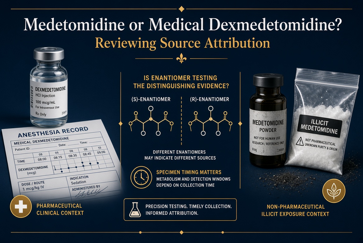 Medetomidine and dexmedetomidine source attribution evidence