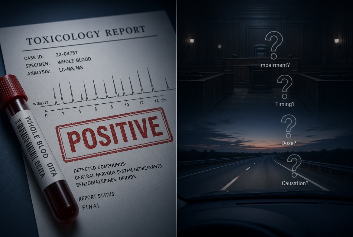 Forensic toxicology drug-testing evidence illustration