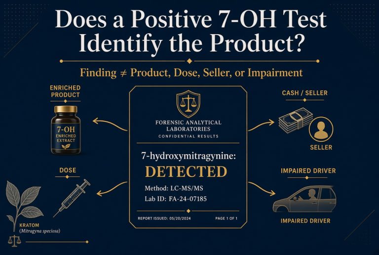 Positive 7-hydroxymitragynine toxicology test and product attribution