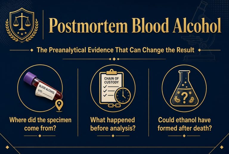 Postmortem blood alcohol evidence and preanalytical factors