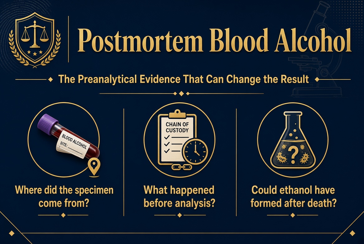 Postmortem blood alcohol evidence and preanalytical factors